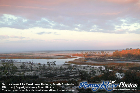 Sunrise over Pike Creek near Paringa, South Australia