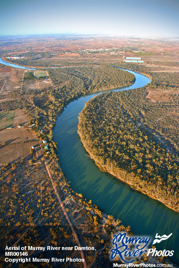 Aerial of Murray River near Dareton, New South Wales