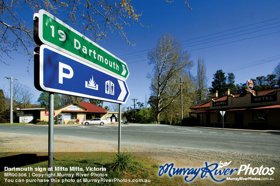 Dartmouth sign at Mitta Mitta, Victoria