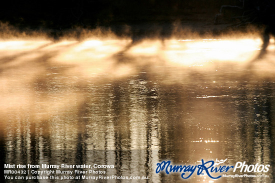 Mist rise from Murray River water, Corowa