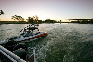 Houseboat at Mldura on sunset, Victoria