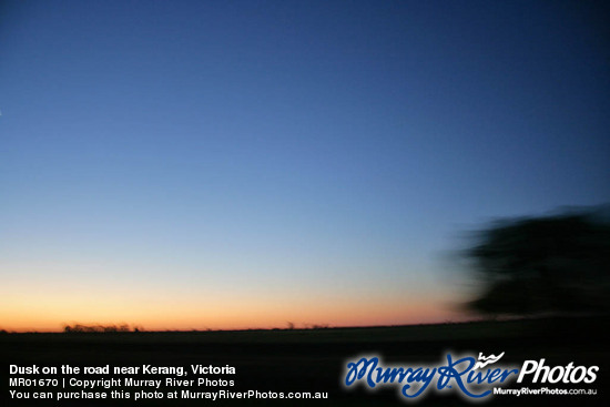 Dusk on the road near Kerang, Victoria