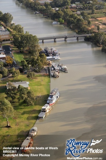 Aerial view of paddle boats at Wentworth Port